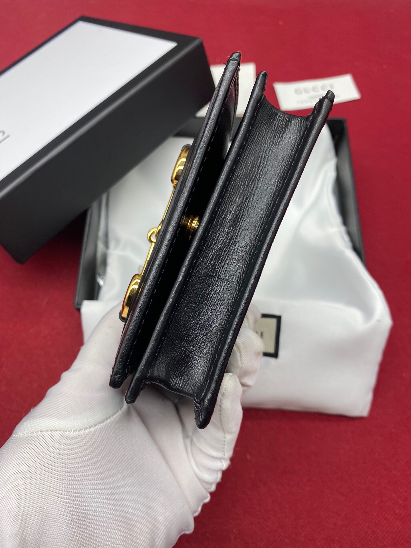 Gvc*1 Horsebit 1955 Card Case Wallet Black Women’s Wallet 11cm/4.3in GG 621887 0YK0G 1000