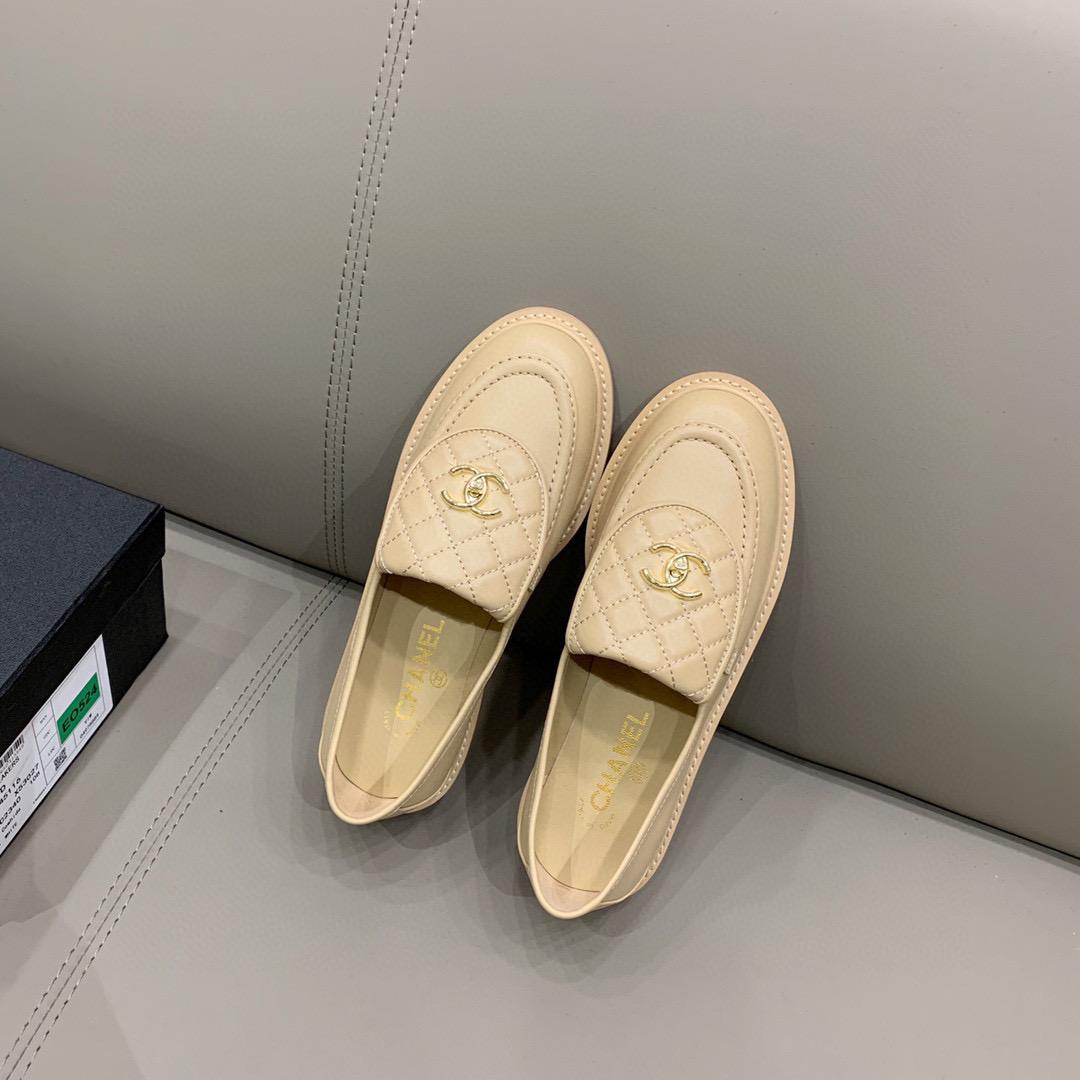 Ch**el Loafers Beige For Women, Women’s Shoes G36646