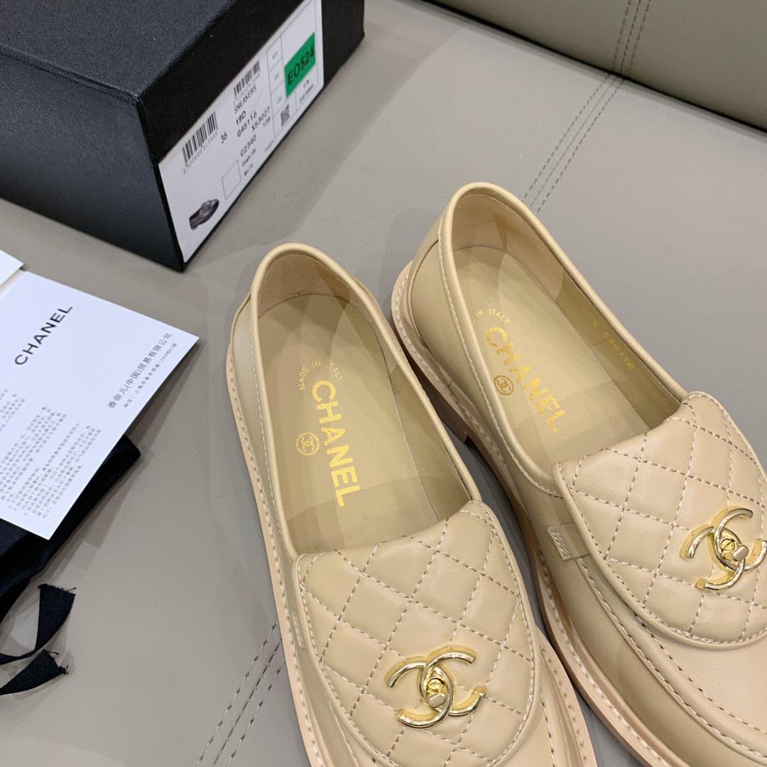 Ch**el Loafers Beige For Women, Women’s Shoes G36646
