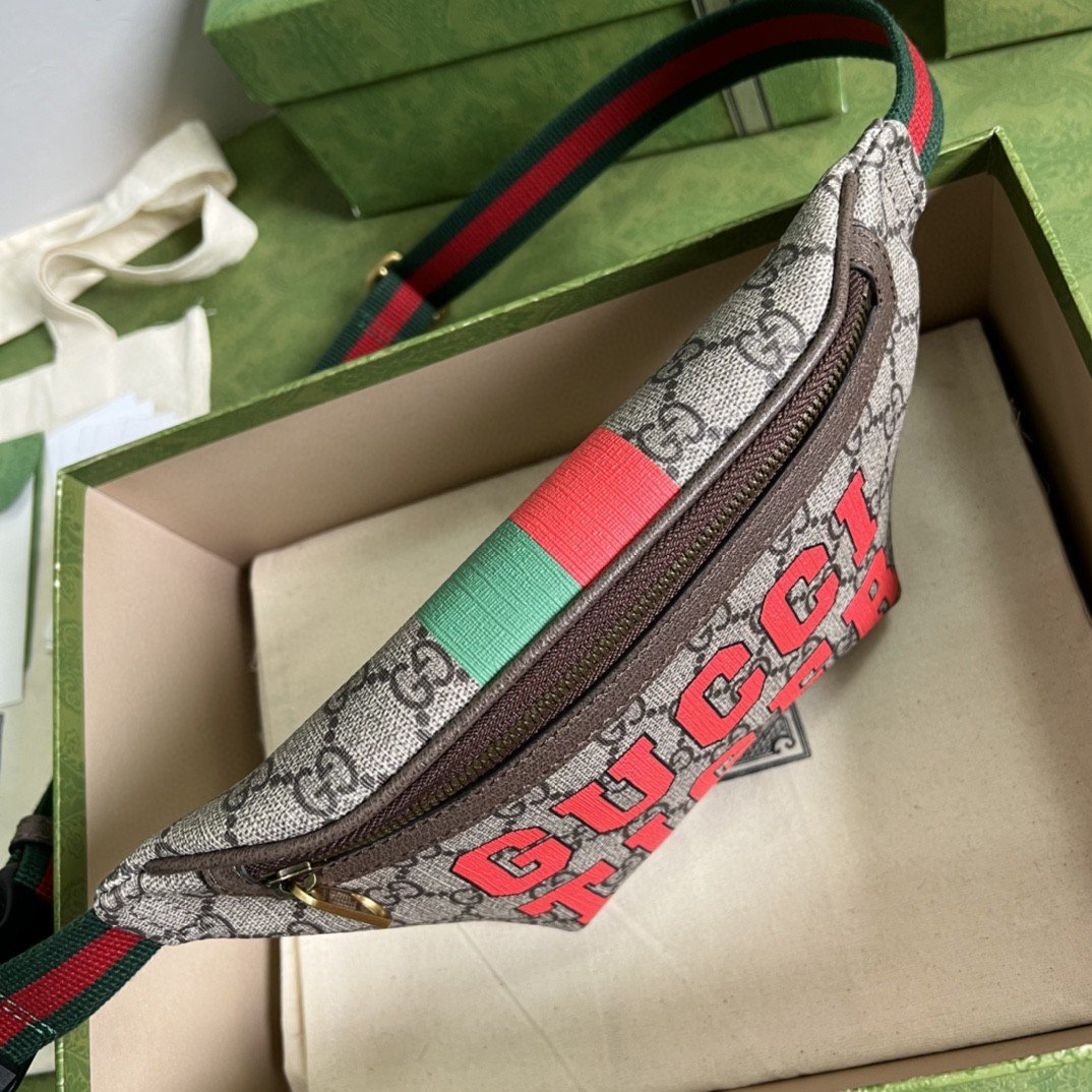 Gvc*1 Tiger GG Belt Bag Beige And Ebony GG Svp*me Canvas For Women And Men  6in/16cm 675181 US7DC 9395