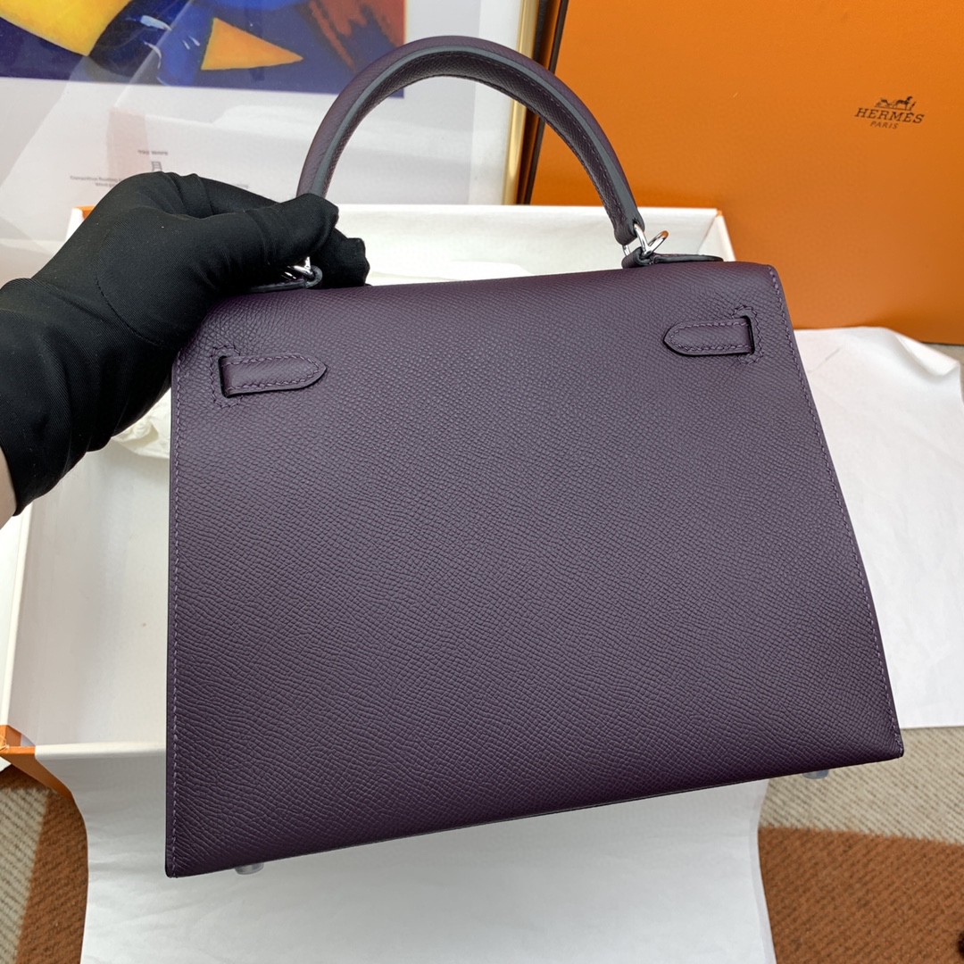 H**me5 Kelly 25 Sellier Epsom Dark Purple Bag For Women, Women’s Handbags, Shoulder Bags 10in/25cm