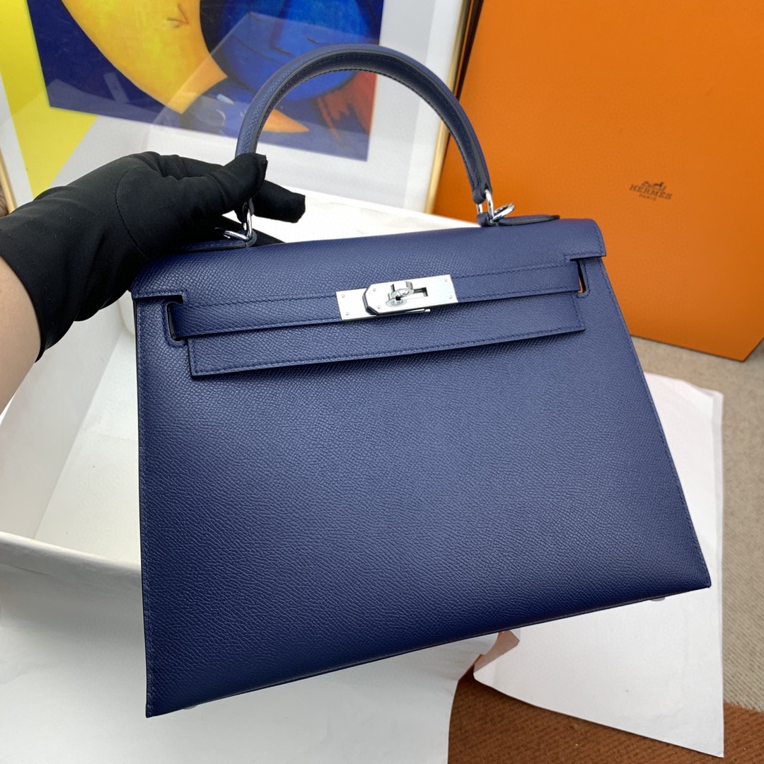 H**me5 Kelly 28 Sellier Epsom Blue Bag For Women, Women’s Handbags, Shoulder Bags 11in/28cm