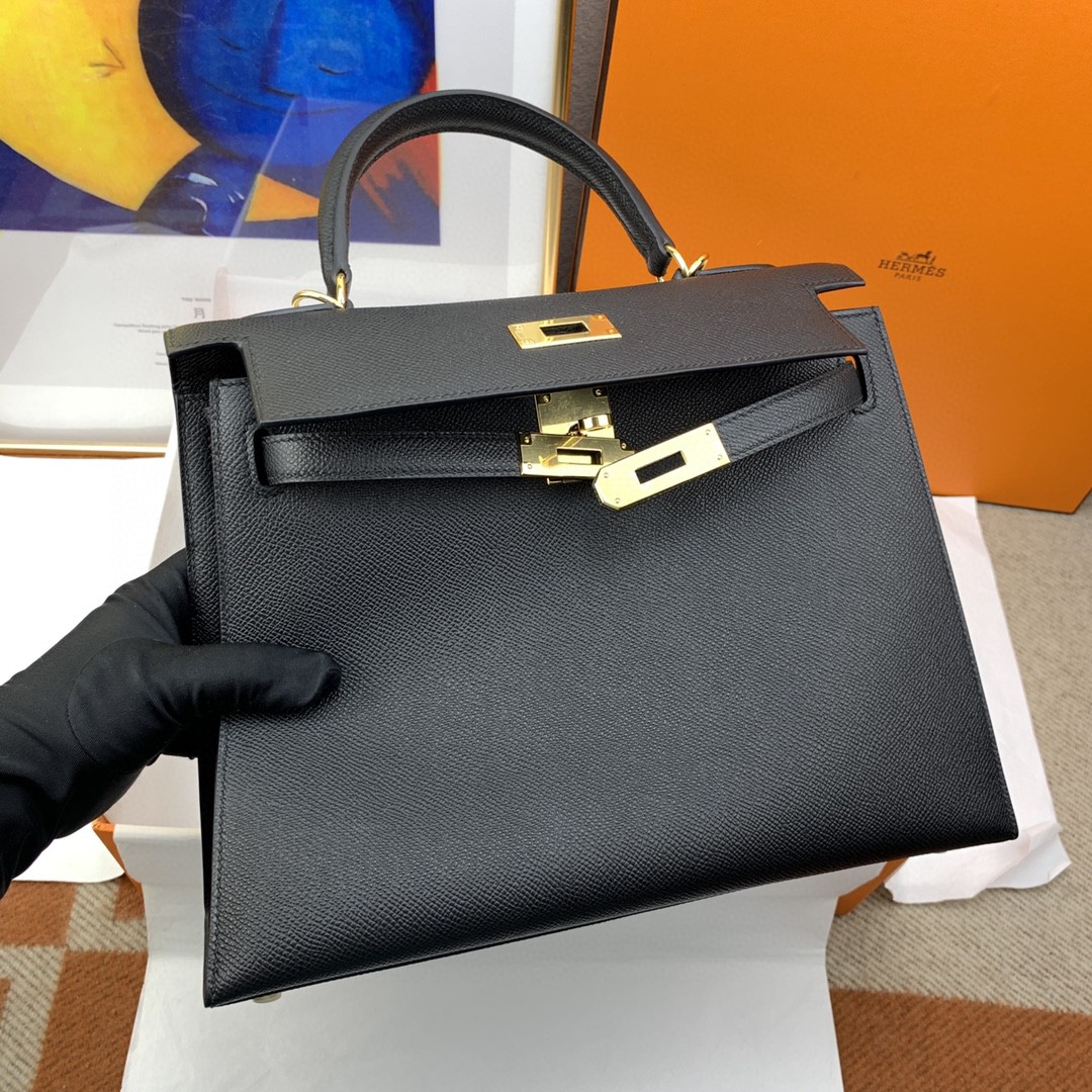 H**me5 Kelly 28 Sellier Epsom Black Bag For Women, Women’s Handbags, Shoulder Bags 11in/28cm