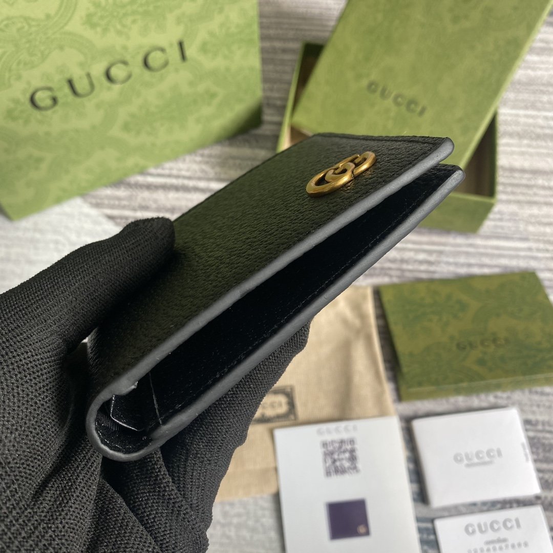 Gvc*1 Marmont Bi-Fold Wallet Black For Men 4.3in/11cm GG 428727 DJ20T 1000