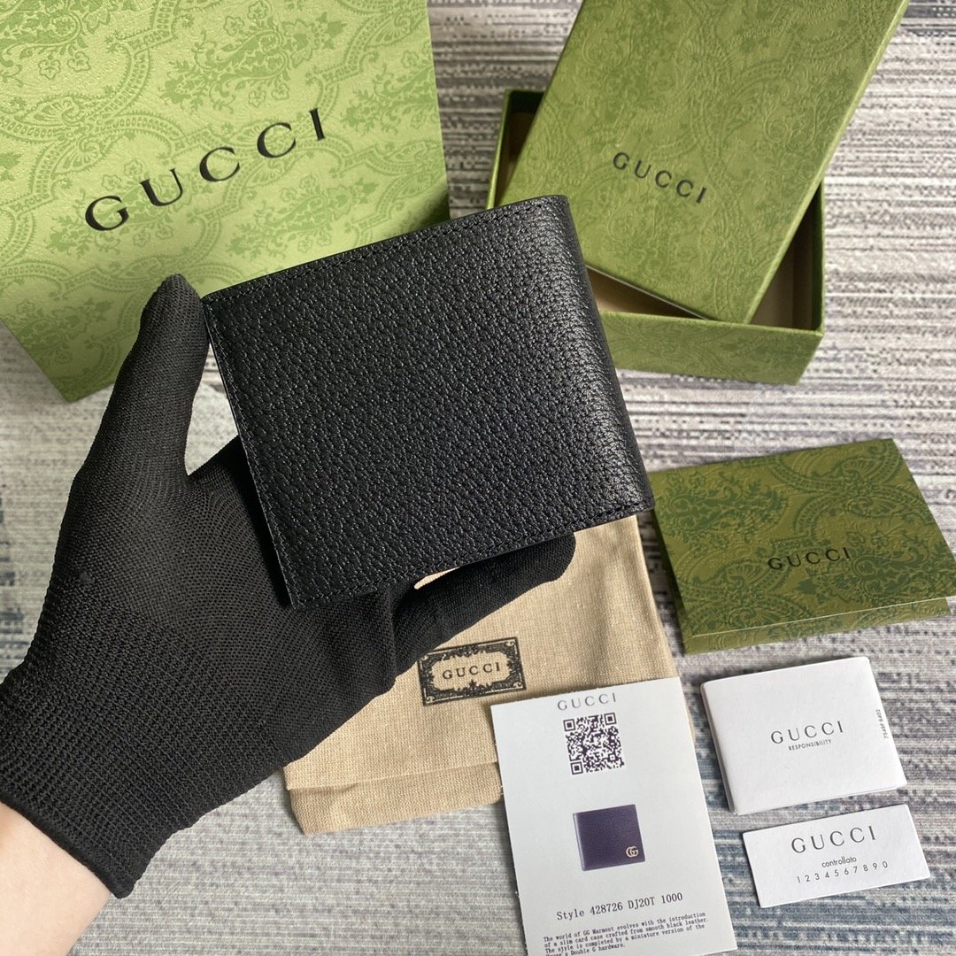 Gvc*1 Marmont Bi-Fold Wallet Black For Men 4.3in/11cm GG 428727 DJ20T 1000