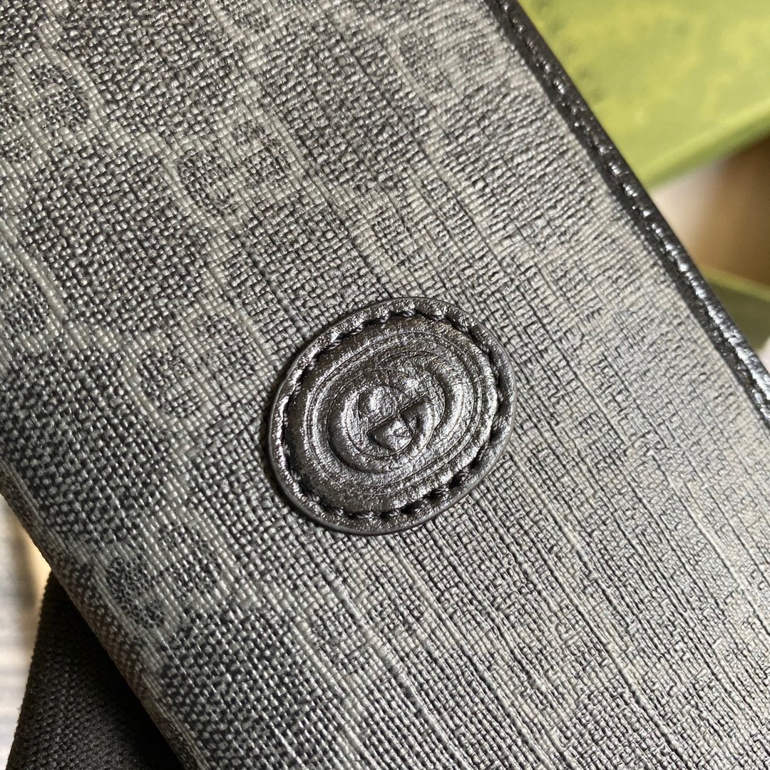 Gvc*1 Marmont Long ID Wallet With Interlocking G Black For Men 7in/18cm GG