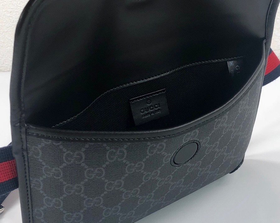 Gvc*1 GG Black Belt Bag Black/Grey GG Svp*me Canvas With Black For Men 9in/24cm GG ‎598113 K5RLN 1095