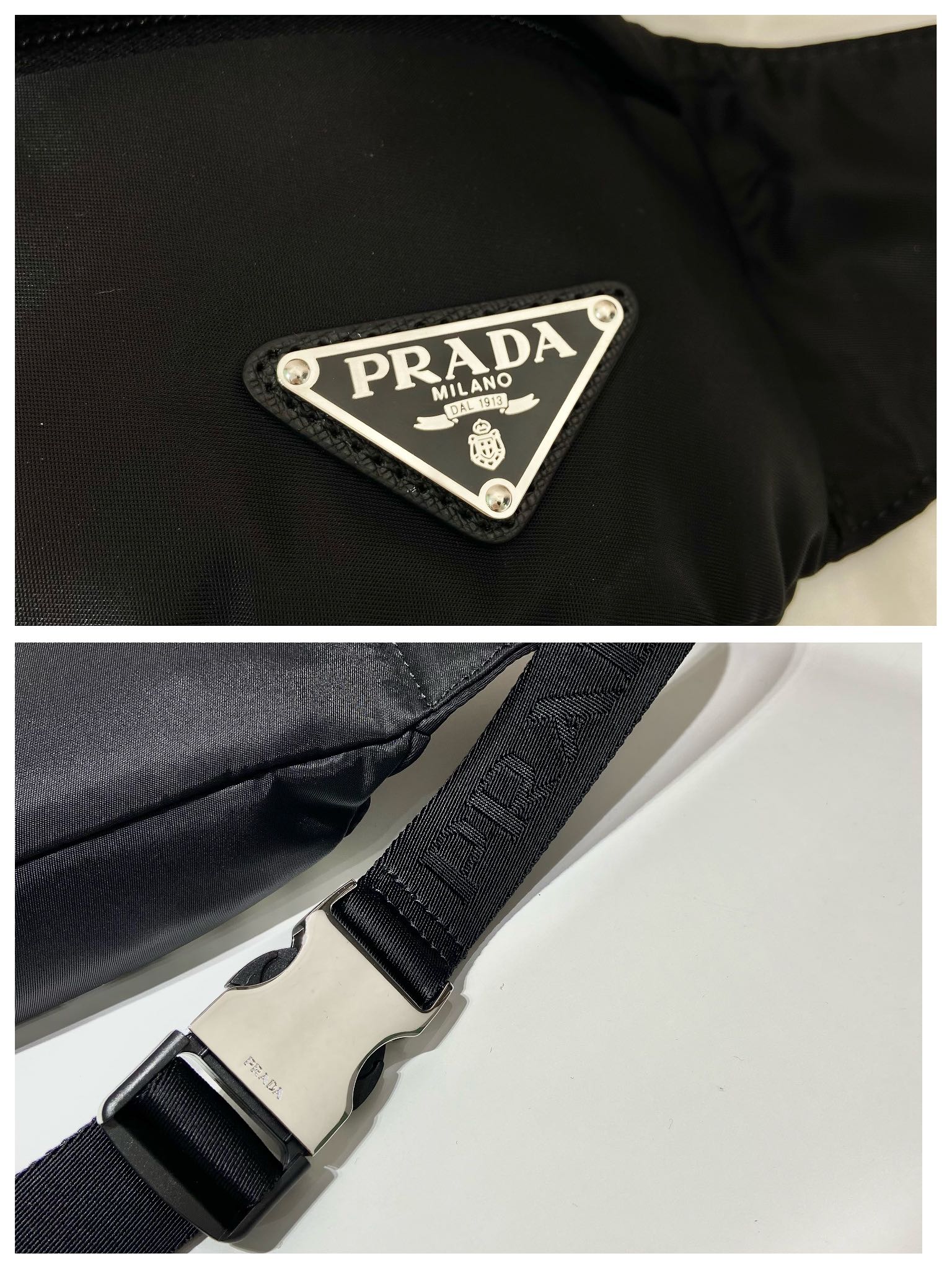 Pra*a Re-Nylon And Saffiano Belt Bag Black For Women, Women’s Bags 10.2in/26cm 2VL034_1WQ8_F0002_V_ADS