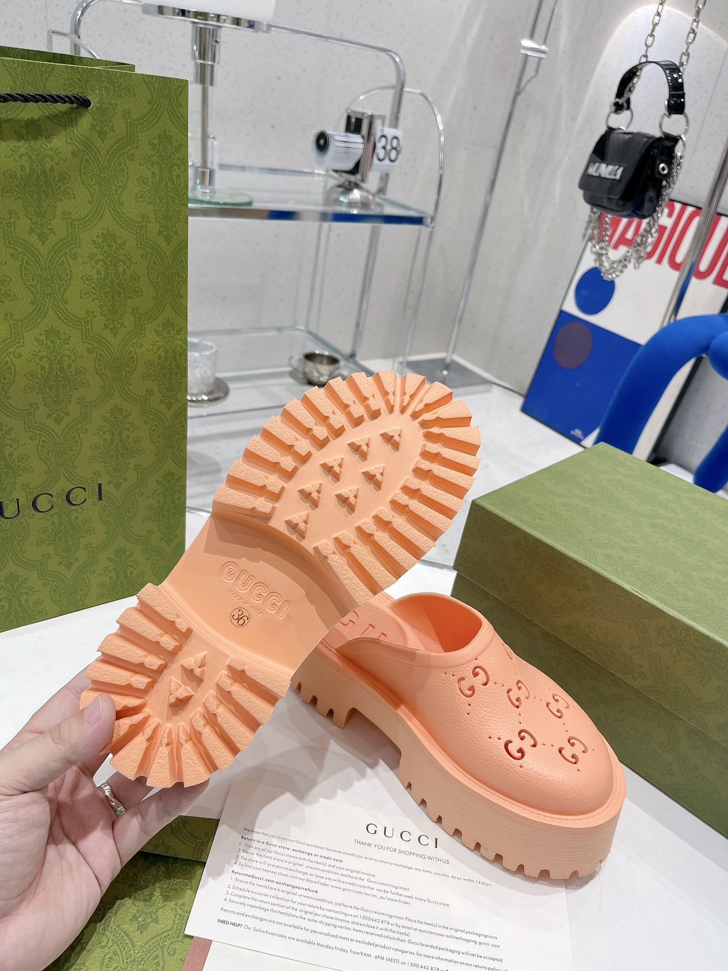 Gvc*1 Women’s Platform Perforated G Sandal Peach For Women GG 663577 JFB00 6707