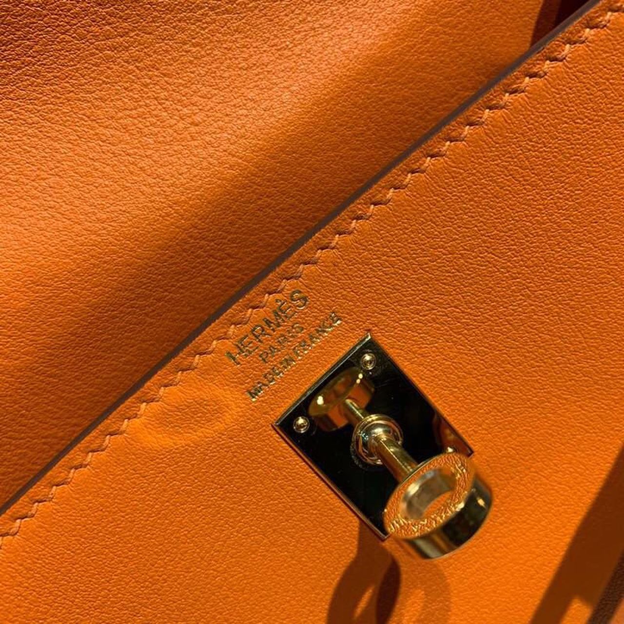 H**me5 Kelly Danse II Bag Swift Orange Gold Hardware For Women 8.7in/22cm