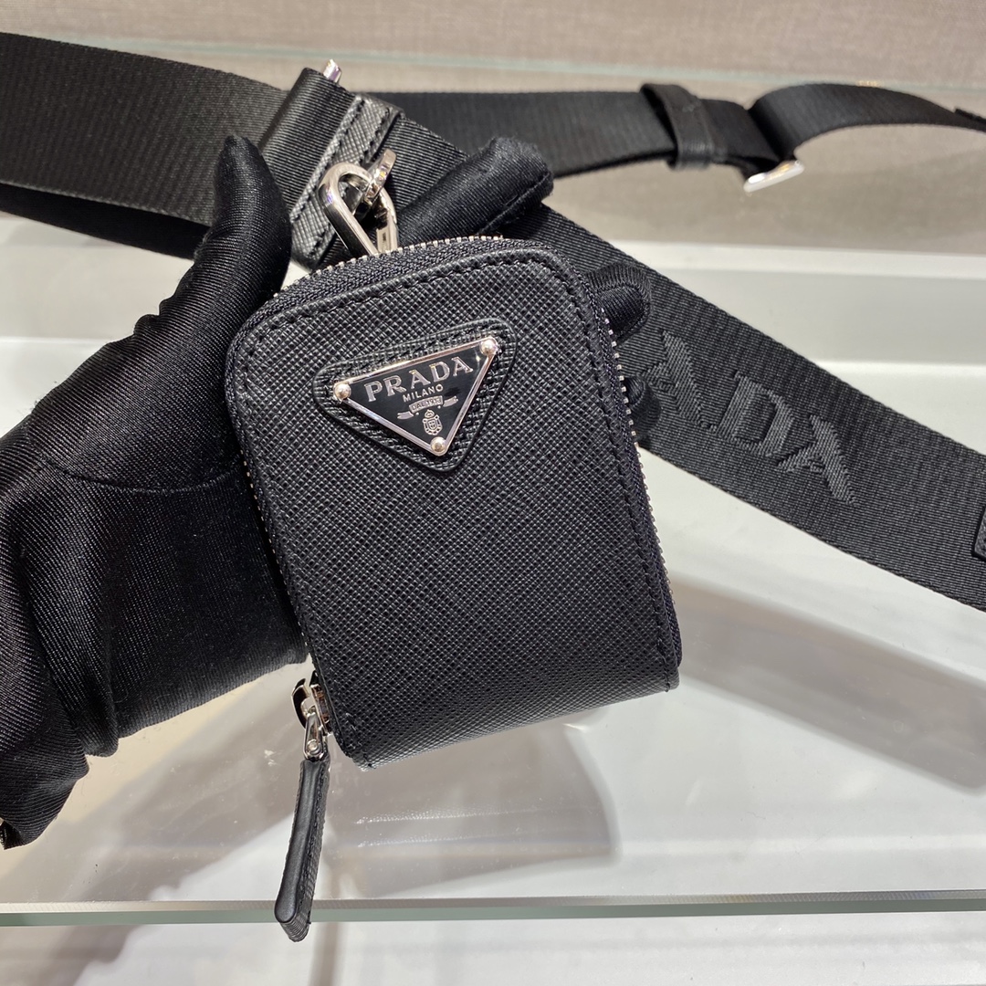 Pra*a Re-Nylon And Saffiano Shoulder Bag Black For Women, Women’s Bags 9.4in/24cm 2VH113_2DMH_F0002_V_OOP
