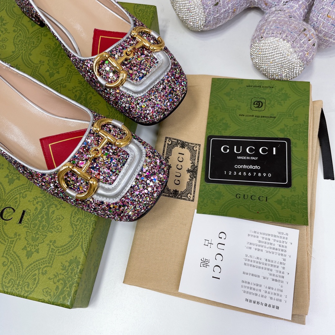 Gvc*1 Lovelight Crystal Ballet Flat With Horsebit Multicolor For Women GG 707703 KSP20 8461