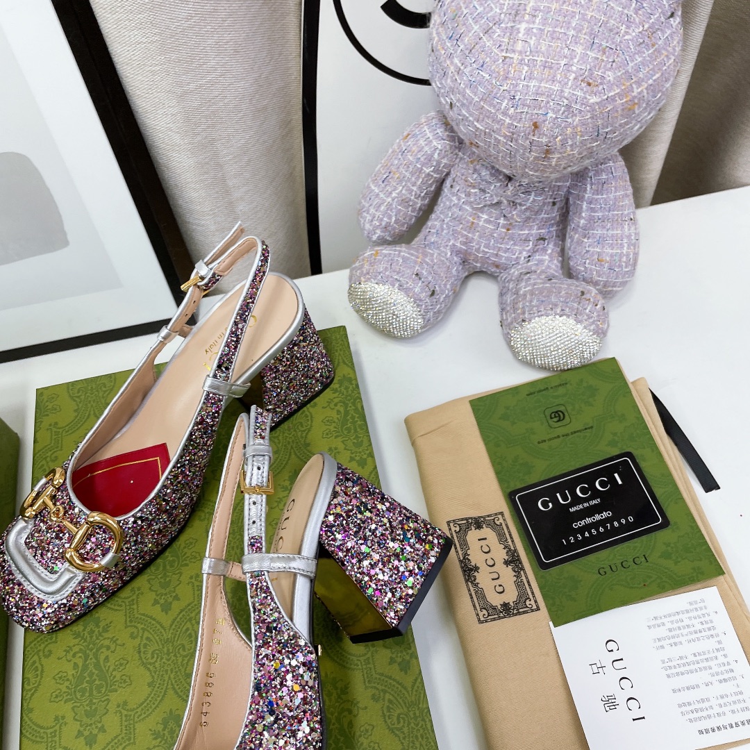 Gvc*1 Lovelight Slingback Mid-Heel With Horsebit Multicolor For Women GG ‎707702 KSP20 8461