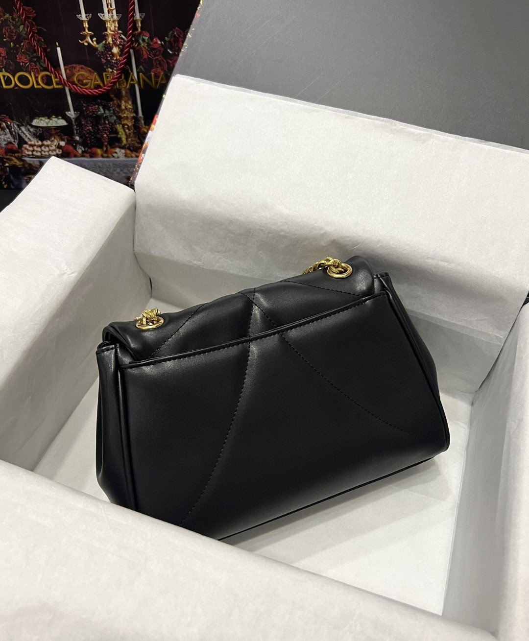 Dolce & Gabbana Large Devotion Shoulder Bag In Quilted Nappa Black For Women 11.4in/29cm DG