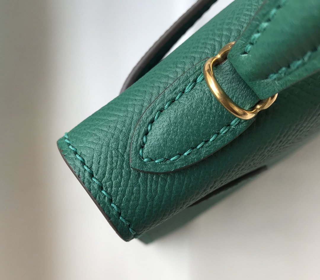 H**me5 Kelly 19 Green With Gold Toned Hardware Bag For Women, Women’s Handbags, Shoulder Bags 7.5in/19cm