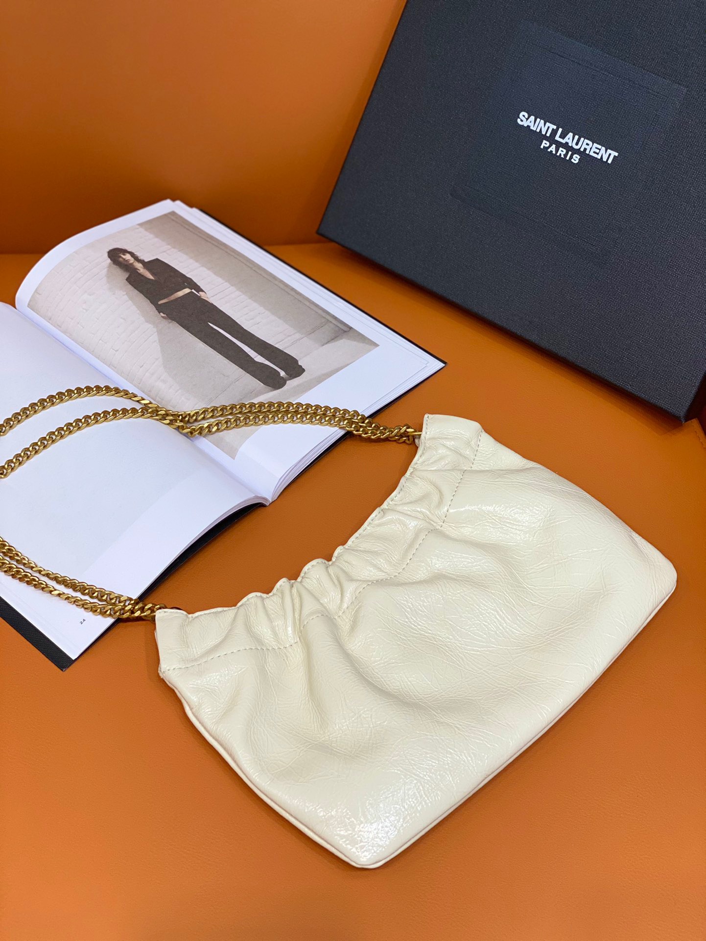 Sa1nt Lau*nt Mini Shoulder Bag White For Women 9.5in/24cm P00596048