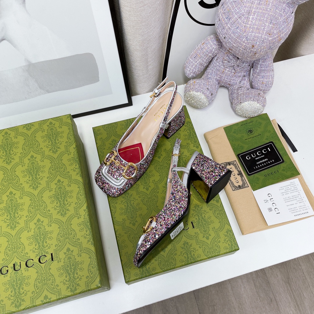 Gvc*1 Lovelight Slingback Mid-Heel With Horsebit Multicolor For Women GG ‎707702 KSP20 8461
