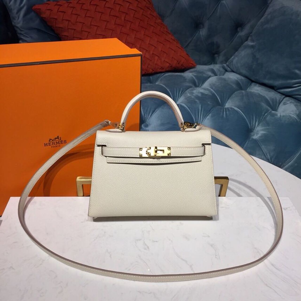 H**me5 Mini Kelly Craie For Women Gold-Toned Hardware 7.5in/19cm