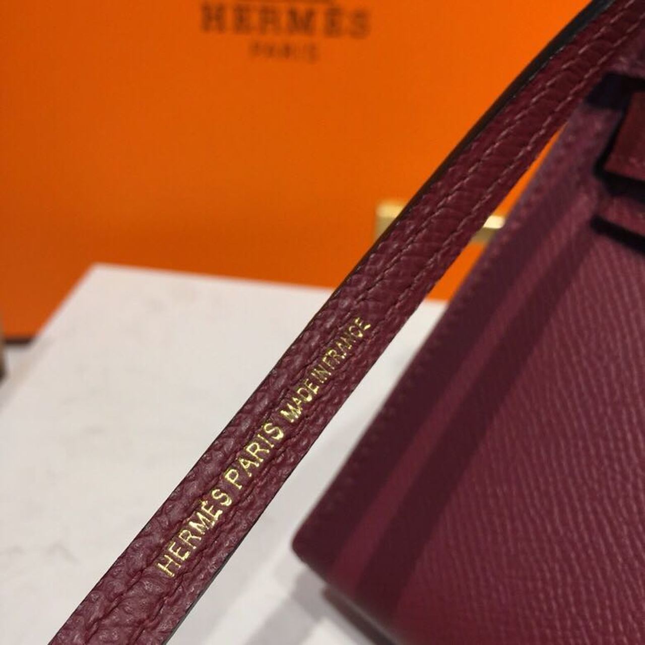 H**me5 Mini Kelly Burgundy For Women Gold Toned Hardware 7.5in/19cm