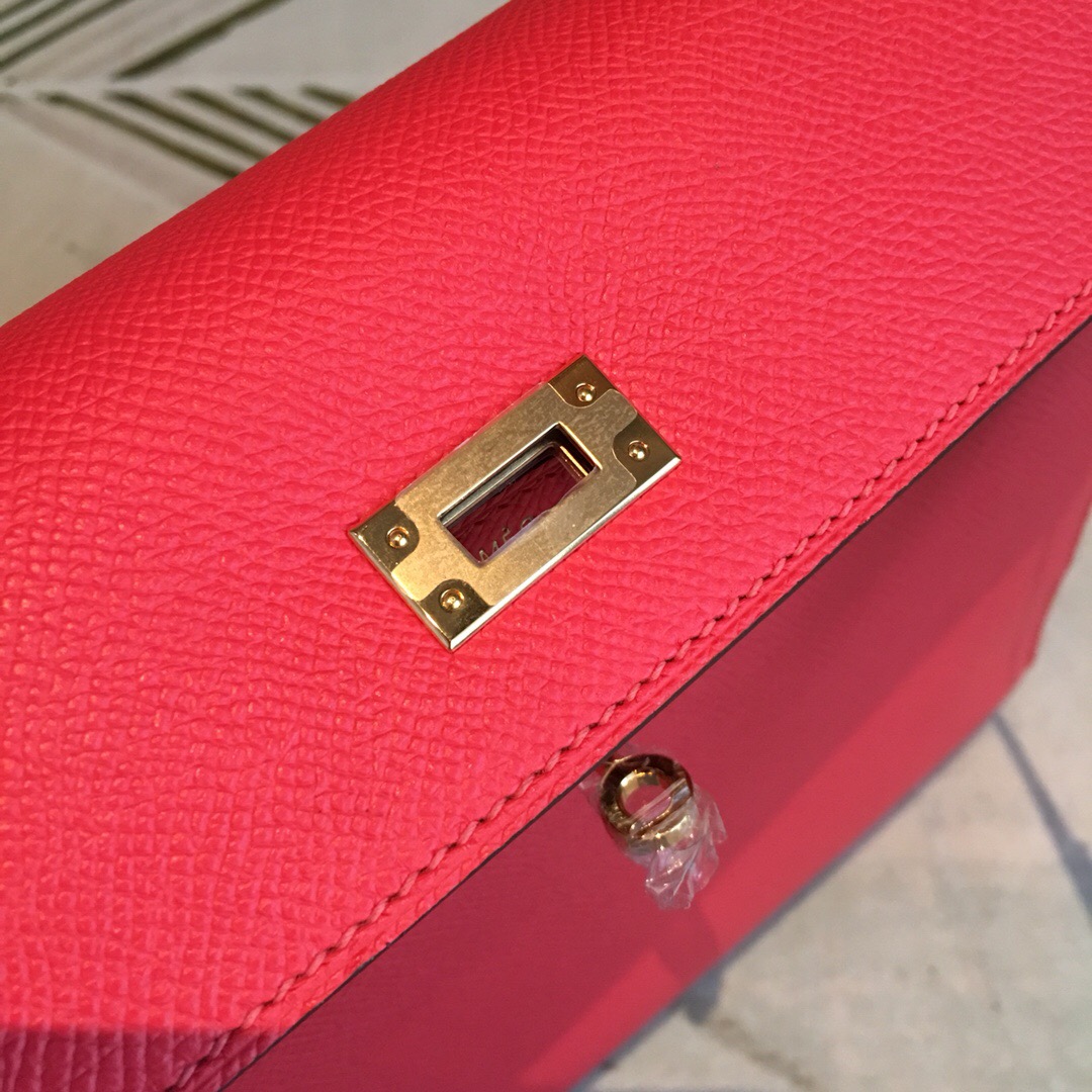 H**me5 Kelly Red For Women Gold Toned Hardware 10in/25cm