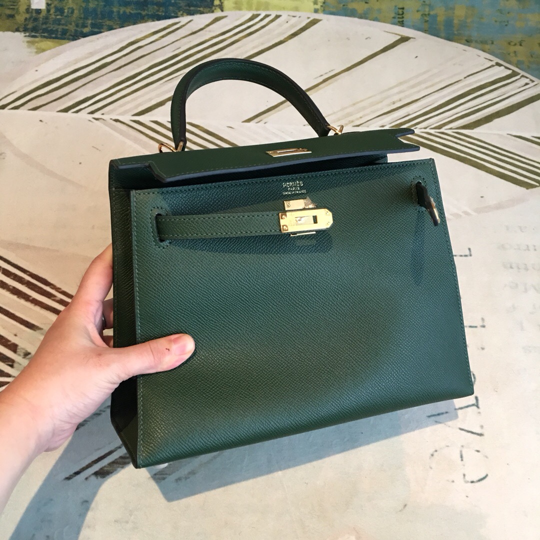 H**me5 Kelly Green For Women Gold Toned Hardware 10in/25cm