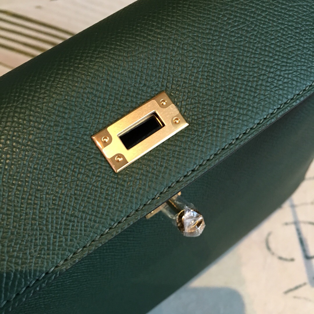 H**me5 Kelly Green For Women Gold Toned Hardware 10in/25cm