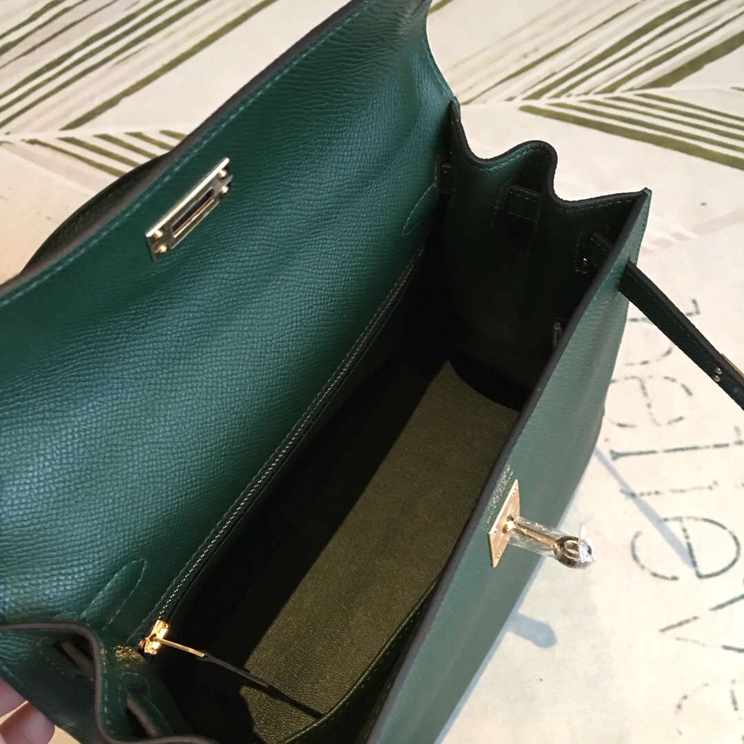 H**me5 Kelly Green For Women Gold Toned Hardware 10in/25cm