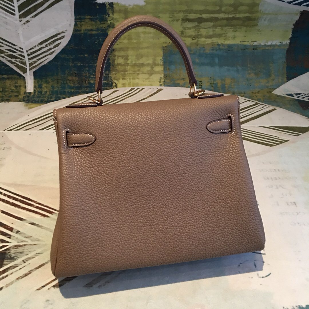 H**me5 Kelly 28 Greige Bag With Gold Toned Harware For Women, Women’s Handbags, Shoulder Bags 11in/28cm
