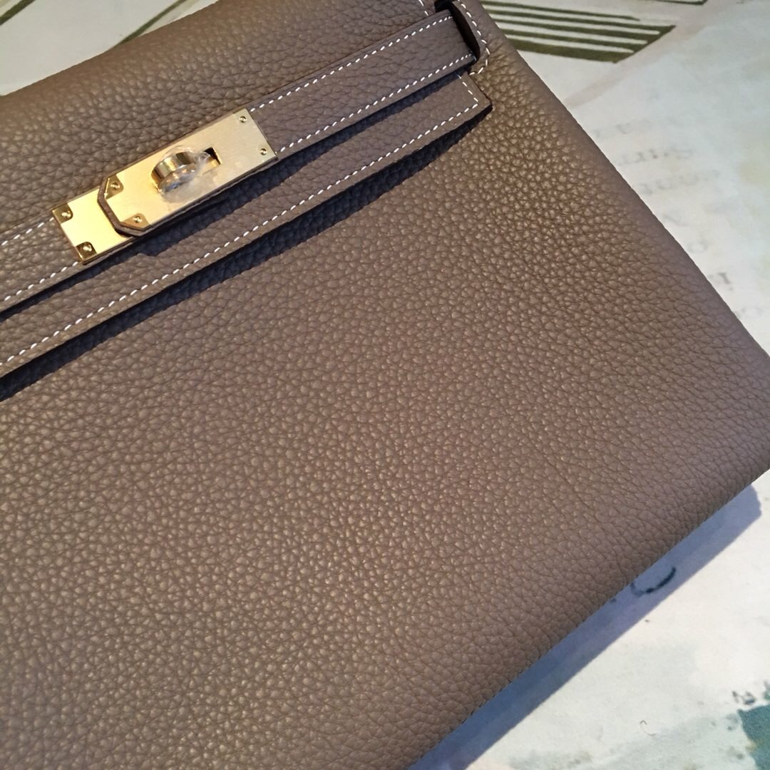 H**me5 Kelly 28 Greige Bag With Gold Toned Harware For Women, Women’s Handbags, Shoulder Bags 11in/28cm