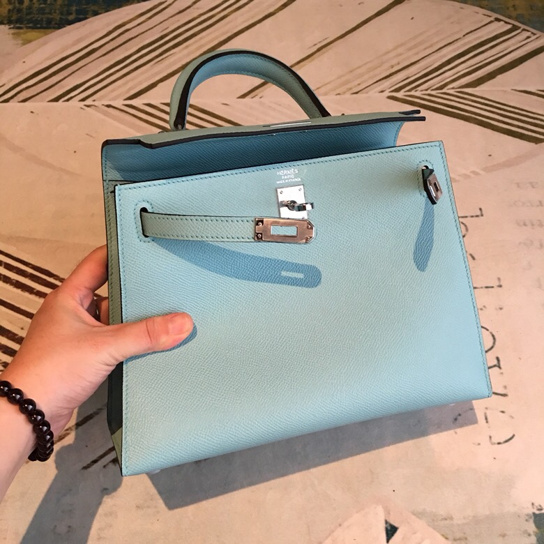 H**me5 Kelly Light Blue For Women Silver Toned Hardware 10in/25cm
