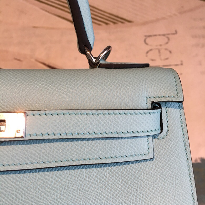 H**me5 Kelly Light Blue For Women Silver Toned Hardware 10in/25cm