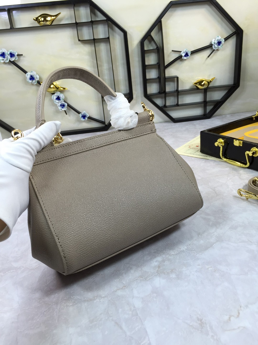 Dolce & Gabbana Medium Sicily Handbag In Dauphine Grey For Women 10.2in/26cm DG BB4347A100187195
