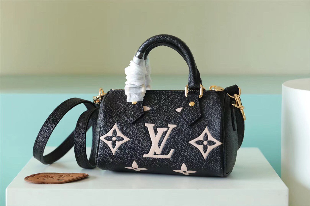 L0vis Vvtt0n Nano Speedy Monogram Empreinte Arizona Beige/ Creme Beige For Women, Women’s Bags, Shoulder And Crossbody Bags 6.3in/16cm LV