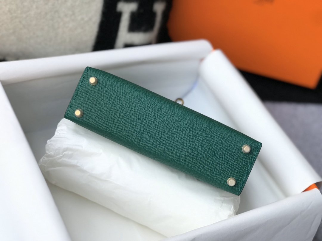 H**me5 Kelly 19 Green With Gold Toned Hardware Bag For Women, Women’s Handbags, Shoulder Bags 7.5in/19cm