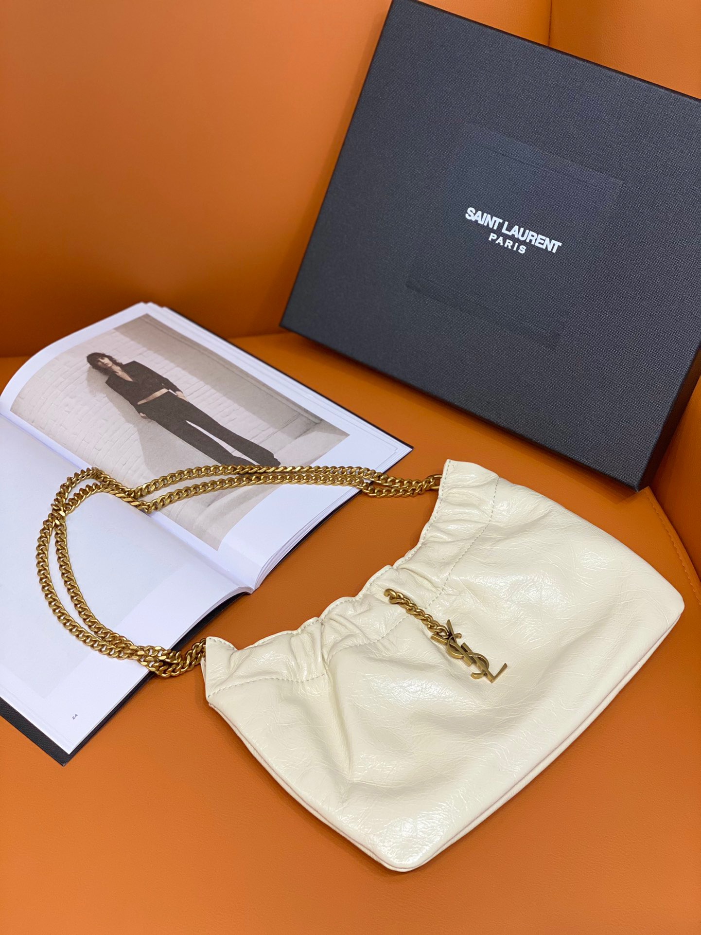 Sa1nt Lau*nt Mini Shoulder Bag White For Women 9.5in/24cm P00596048