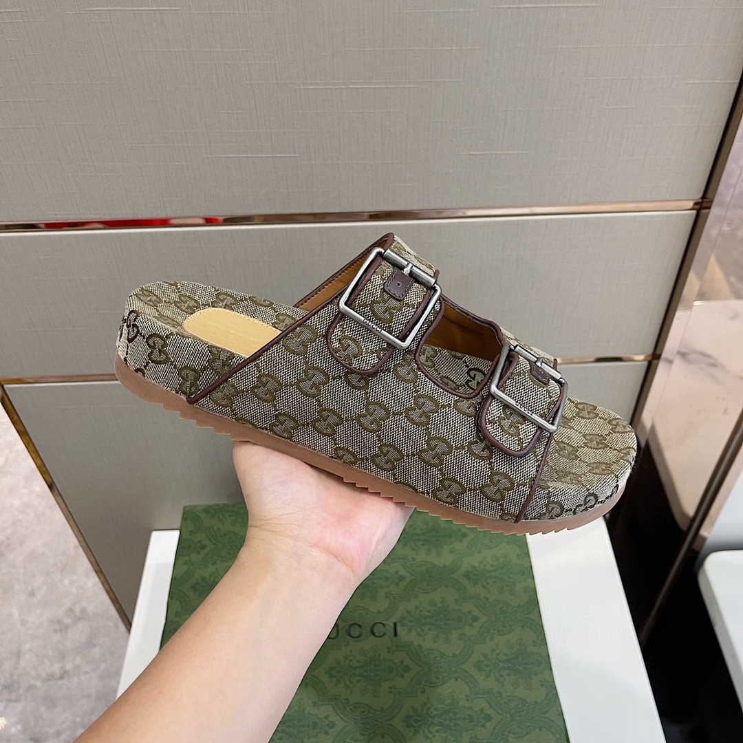 Gvc*1 Women’s Slide Sandal With Straps Beige And Ebony For Women 658020 2HK60 9791