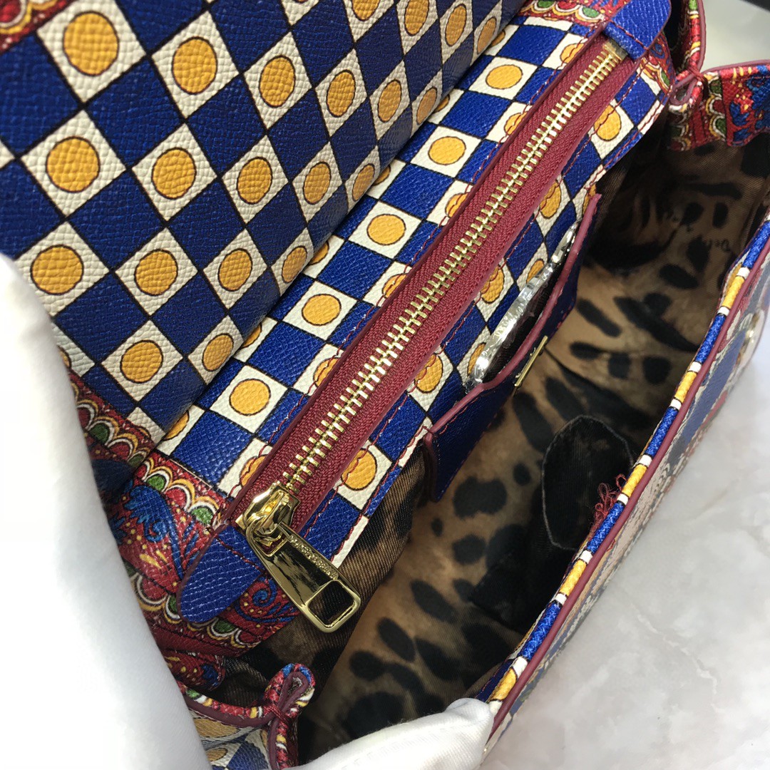 Dolce & Gabbana 90s Sicily Bag With Logo Print Multicolor For Women 10.2in/26cm DG