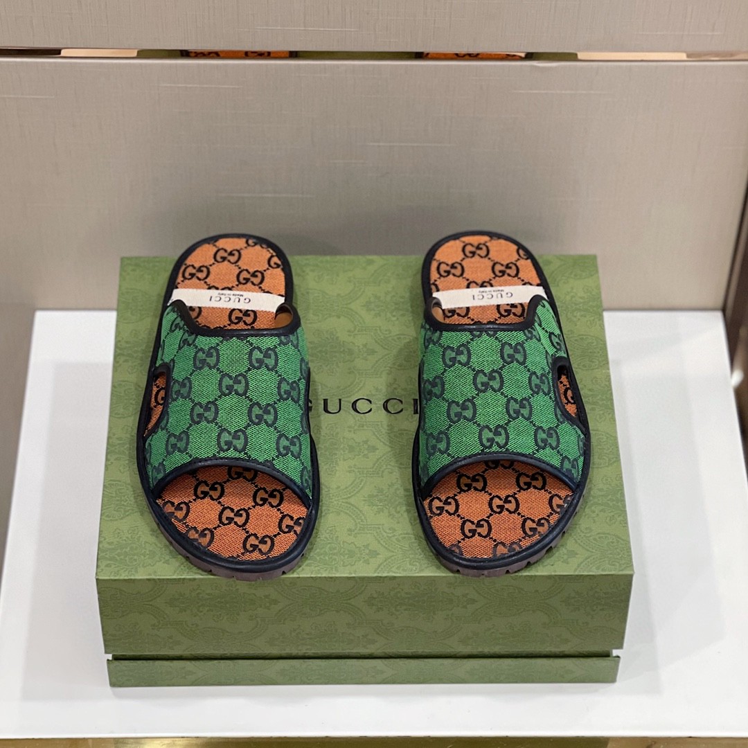 Gvc*1 Men’s GG Svp*me Slide Sandal Orange And Green For Men ‎624879