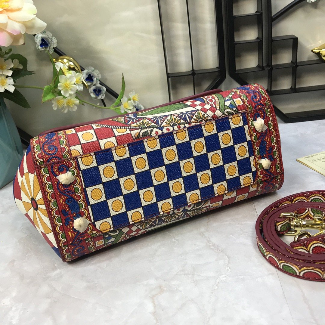 Dolce & Gabbana 90s Sicily Bag With Logo Print Multicolor For Women 10.2in/26cm DG