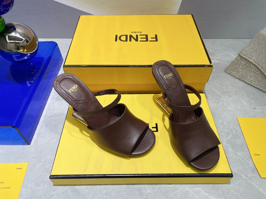 F**di First Burgundy High-Heeled Sandals For Women