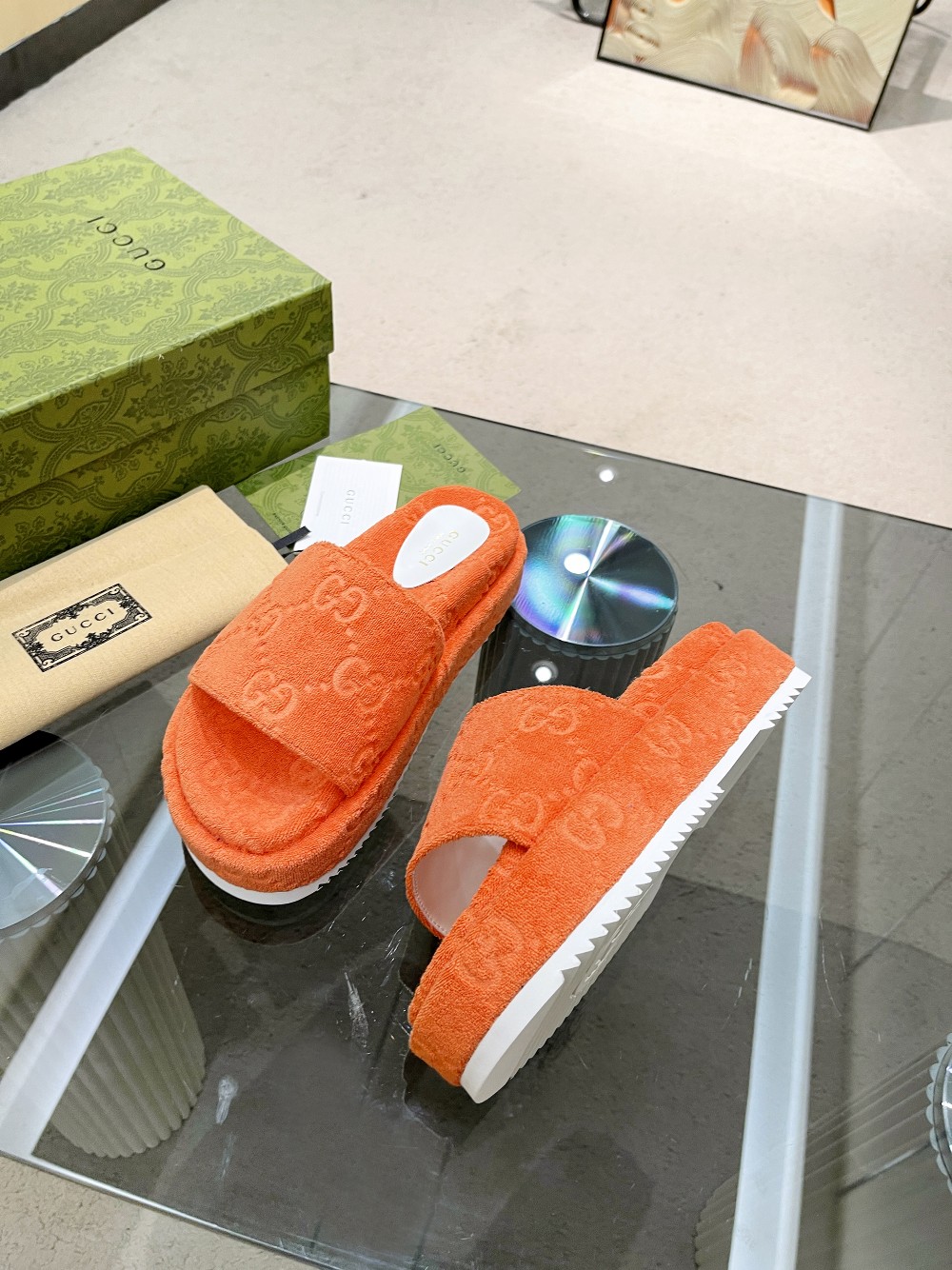 Gvc*1 Women’s GG Platform Sandal Orange For Women GG 700599 U2O00 7519