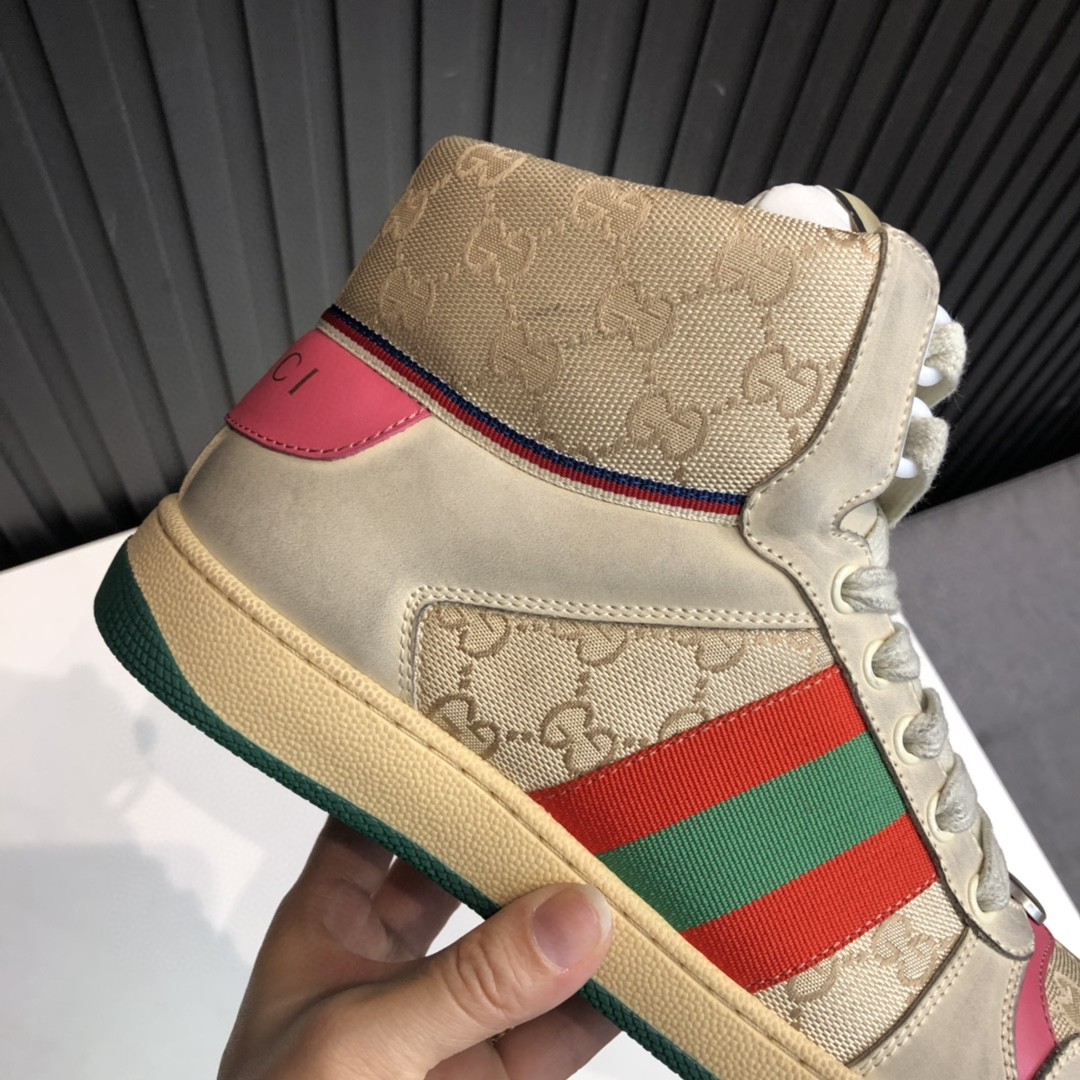 Gvc*1 Men’s Screener GG Distressed High Top Off-White Pink For Men 5637309