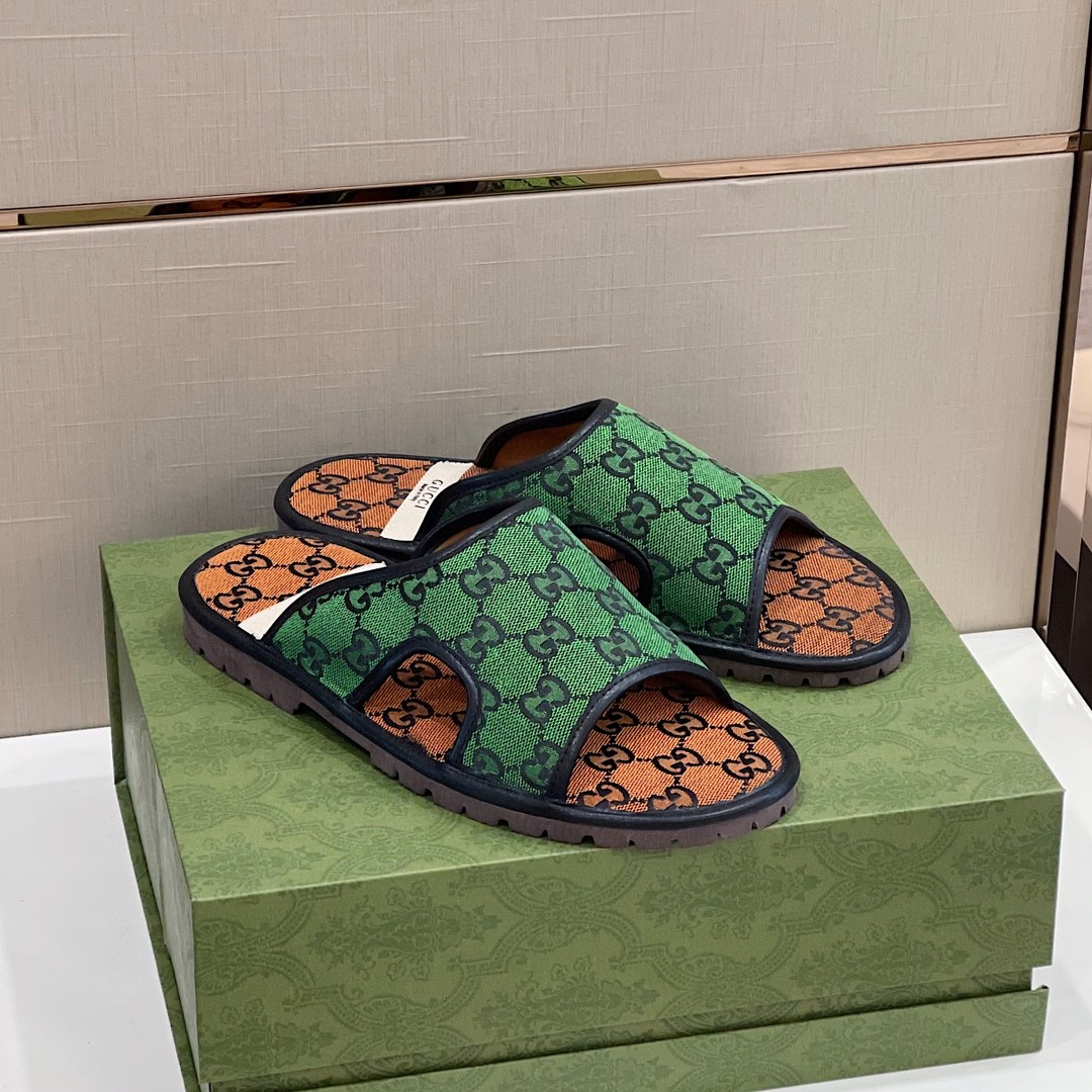 Gvc*1 Men’s GG Svp*me Slide Sandal Orange And Green For Men ‎624879