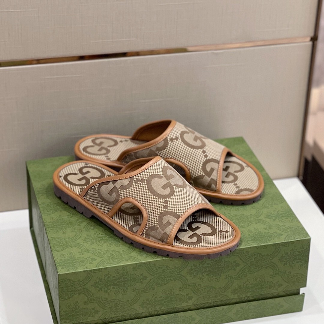 Gvc*1 Men’s Maxi GG Svp*me Slide Sandal Brown And Beige For Men ‎624879