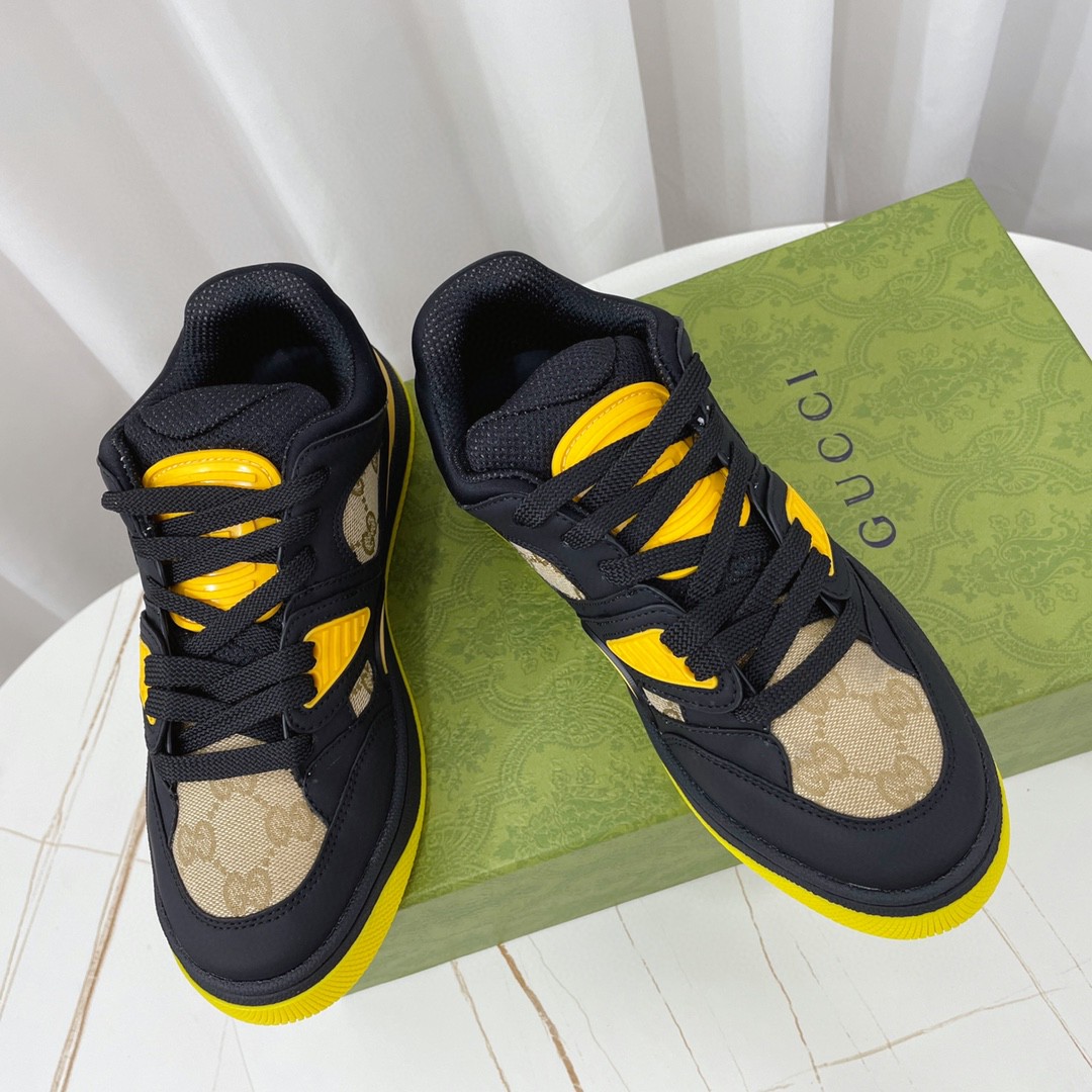Gvc*1 Men’s GG Basket Sneaker Black And Yellow For Women 661311