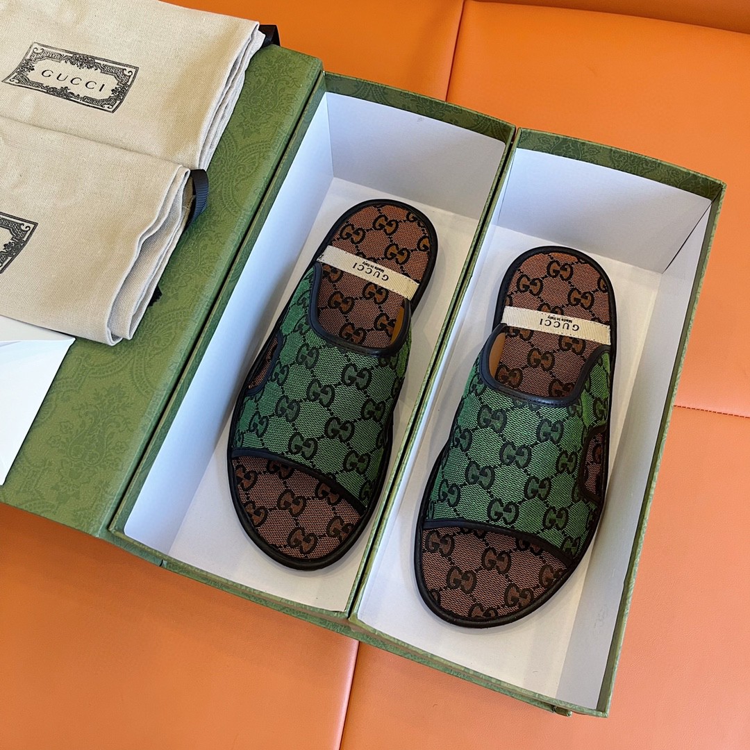 Gvc*1 Men’s GG Svp*me Slide Sandal Orange And Green For Men ‎624879