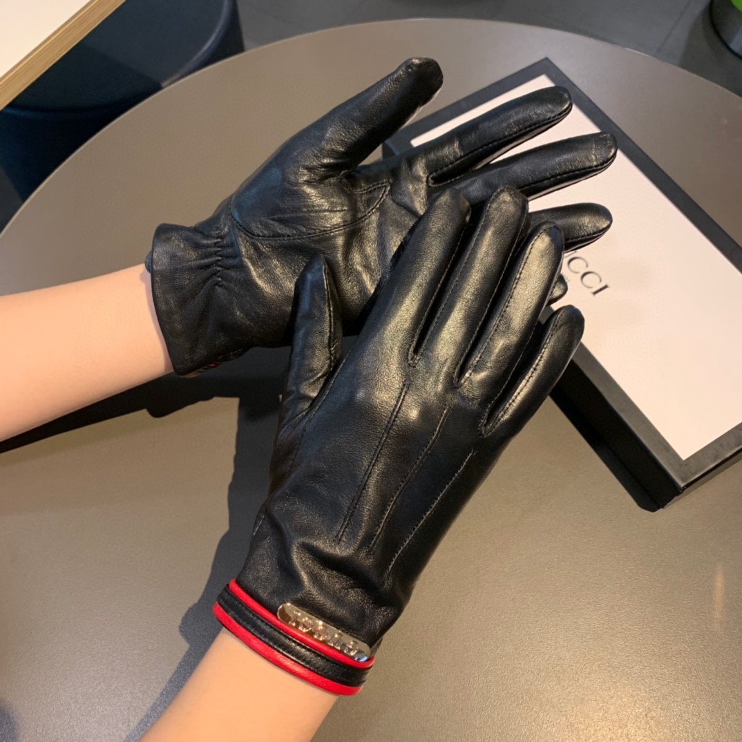 Gvc*1 Gloves With Signature Double G Motif In Black
