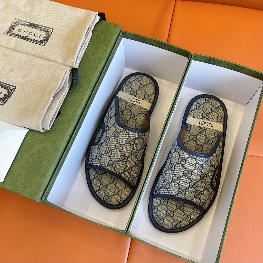 Gvc*1 Men’s GG Svp*me Slide Sandal Blue And Beige For Men 624879