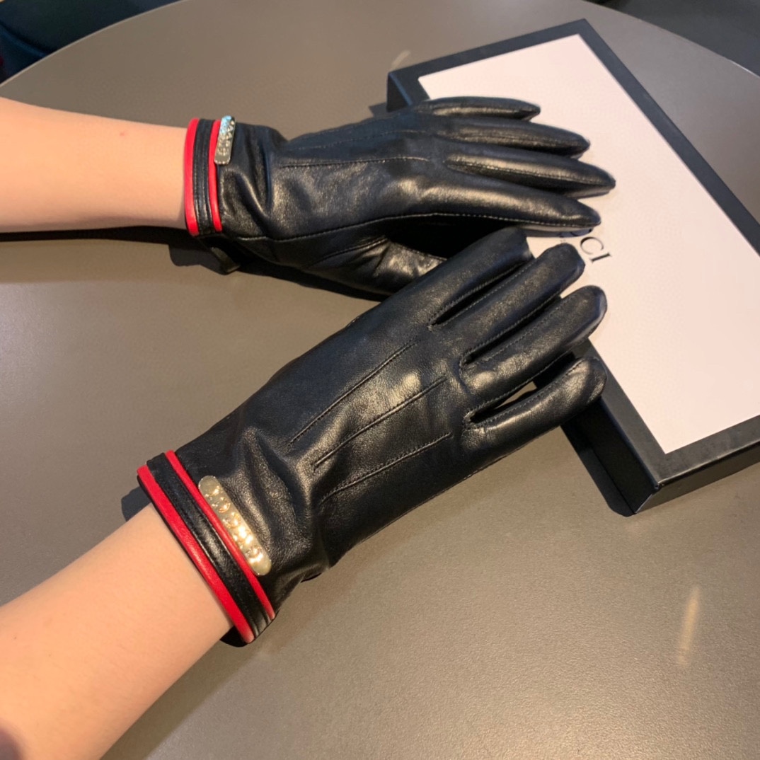Gvc*1 Gloves With Signature Double G Motif In Black