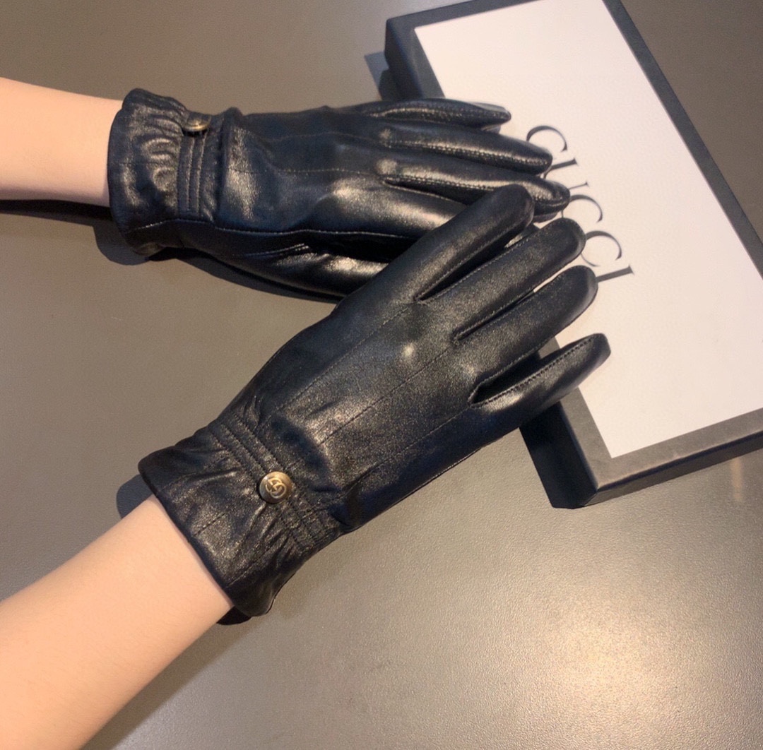 Gvc*1 Gloves With Signature Double G Motif In Black